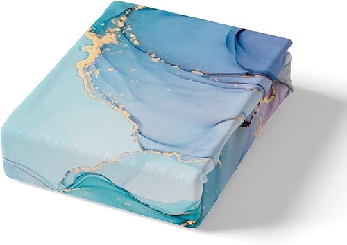 Miniatura 5 de Erosebridal Funda de edredón rosa azul dorada, juego de ropa de cama de mármol colorido para jóvenes, funda de edredón con textura de mármol con