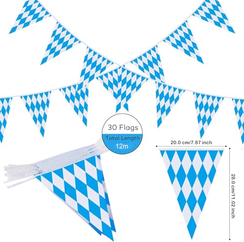 Image of Ahfulife 157.2 Ft Oktoberfest Bavarian Flag Banner for Oktoberfest Decorations, 4 Pcs Oktoberfest Pennant Banner with 120 Pcs Flags for German Oktoberfest Themed Party Decoration (7.8 inchx11.8 inch)