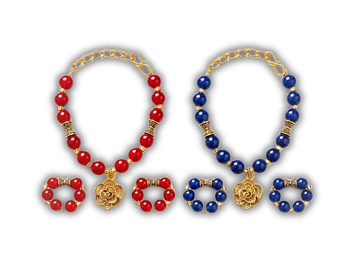Laddu Gopal Kala & Kangan Set,Kanha Ji Jewellery Accessory (Random Colour)-Size 0 to 6 | Mala + Kangan-image-10