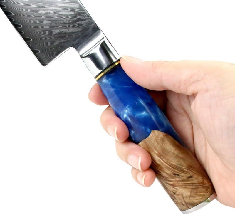 Miniatura 2 de Cuchillo de corte de carne de chef de 7 pulgadas Santoku hecho a mano de Damasco cuchillo cuchillo cuchillo Herramientas de chef VG10 con mango de