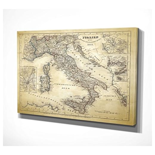 WEXFORD HOME Italy Sketch Map II Gallery Wrapped Canvas Wall Art, 24x32
