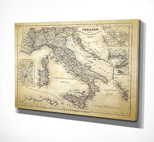 WEXFORD HOME Italy Sketch Map II Gallery Wrapped Canvas Wall Art, 24x32