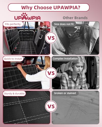 UPAWPIA Hundedecke Auto Rückbank 100% Wasserdicht Kratzfeste Autoschondecke Hund Rücksitz mit Seitenschutz und Sichtfenster Hundematte Auto Rückbank Universal für PKWs LKWs und SUV mit Sicherheitsgurt