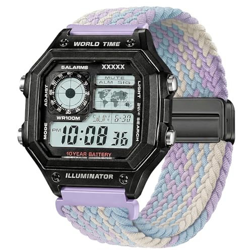 Image of DBLACK ''SKYPIEA'' 18mm Nylon Woven Braided Magnetic Lock Watch Strap / / Compatible for Casio AE-1200WH, AE-1300WH, F-108WH, W-216H & Other Models (Watch not Included)