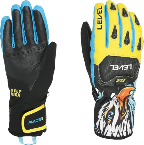 Level Replica - Skihandschuhe Herren, Knöchelschützer aus Leder und Stoff, Winterhandschuhe Herren Wasserdicht für Extreme Kälte, Thermohanschuhe für Skifahren, Schneebekleidung für Herren - 1 Paar