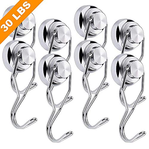 30LBS Swivel Swing Powerful Magnetic Hooks, Magnetic Swivel Hooks Heavy Duty Magnet Hook with Strong Neodymium Magnet Hook for Home, Kitchen, Workplace, Office and Garage - Pack of 8