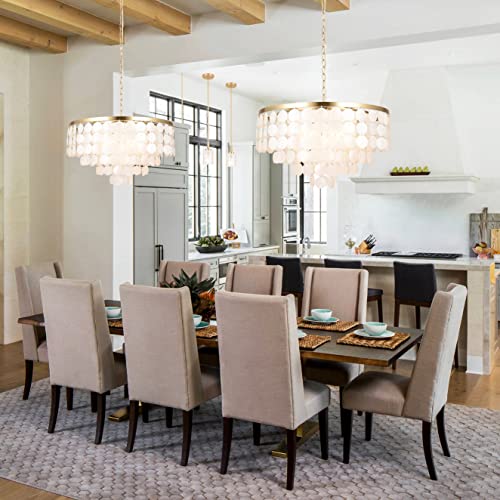 ALICE HOUSE 24" Dining Room Chandeliers, Brushed Brass Finish, 5 Light Coastal Ceiling Hanging Light for Kitchen, Living Room, Bathroom and Bedroom, ETL Listed, AL2608-P5 - Image 3