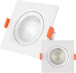 KIT C/ 10 Unidades - Spot LED 5w - Quadrado De Embutir Direcionável / Branco Frio