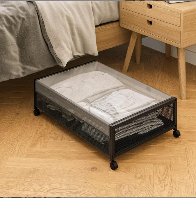 Exsivemy 2 Pack Underbed Storage, Under Bed Storage Box With Clear Lid