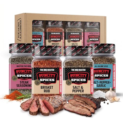 SunCity BBQ Rub Best of Beef Set 4x250g - Grill Gewürzmischung für Steak Brisket Rinderbraten & mehr - Preisgekrönt bei internationalen Meisterschaften - Grill Geschenke für Männer