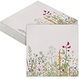Aodaer 48 Pieces Disposable Vintage Floral Napkins Herb Paper Napkins Garden Party Napkins Cocktail Dinner Napkin Set 13' x 13' Unfolded Tea Party Napkins for Wedding Birthday Party Supplies