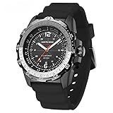 BM BOVIAMAN Solar Powered Watch for Men Lightweight and with a Battery Life of Up to 180 Days Quartz Watches Mechanical Style Outdoor Waterproof Men's Pilot Watch (Black)