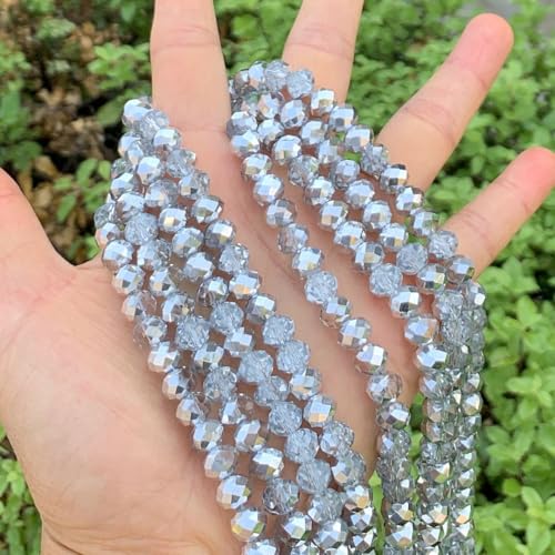 Image of 350pcs Czech Faceted Rondelle Crystal Glass Beads 8mm Bulk Silver Shade