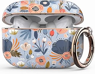 wenew Protective Case Cover designed for Apple Airpods Pro 2019, Cute Fadeless Patterns Shockproof Hard Case Cover with Portable Keychain for Girls Women Men (Blue)