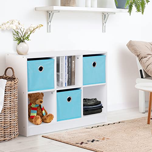 Zenstyle 3X2 Cubic Bookcase Storage Shelves 6 Cube Organizer Bookshelf Wooden Bookcase Cube Storage Cabinet With 3 Non-Woven Bins, White/Light Blue #TOP1