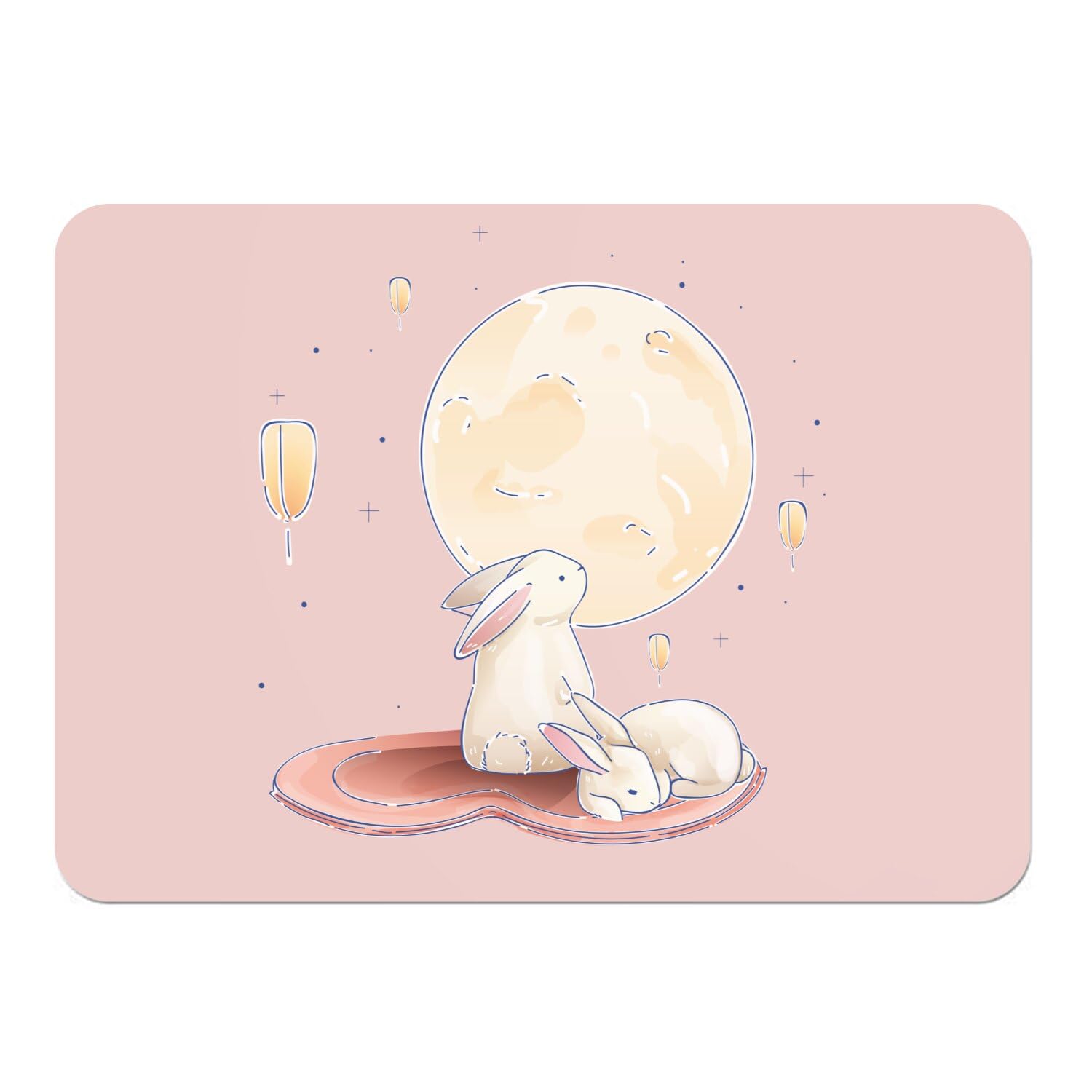 Napperons rose souple dessous en liège lot de 4 sets de table lapin sous la lune 39,5x28,5