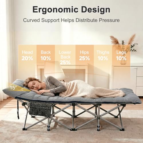 Image of ABORON Camping Cot for Adult 28 inch Extra Wide, Heavy-Duty 1200D Oxford Cot for Sleeping, Portable Folding Camp Bed with Mat & Carry Bag