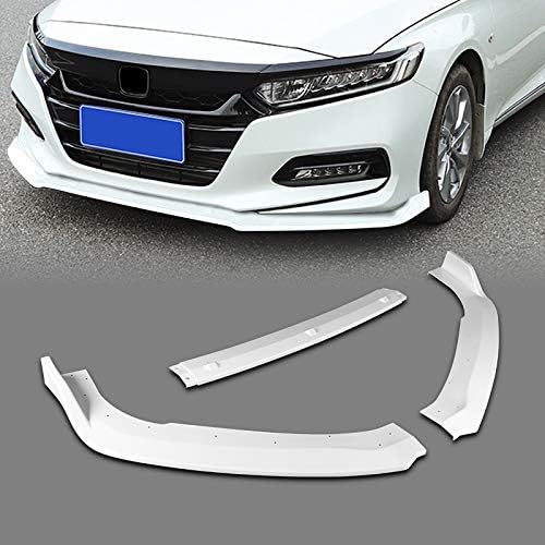 Front Bumper Lip fit for compatible with 2018-2021 Honda Accord 4DRSedan, Front Bumper Lip Spoiler Air Chin Body Kit Splitter Painted Glossy White ABS, 2019 2020