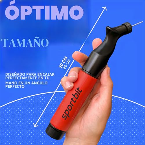Miniatura 4 de Sportbit Bomba Para Balones Con 5 Agujas Sistema De Inflado Push Pull Ideal Para Fútbol, Baloncesto, Voleibol Y Otros Balones Deportivos