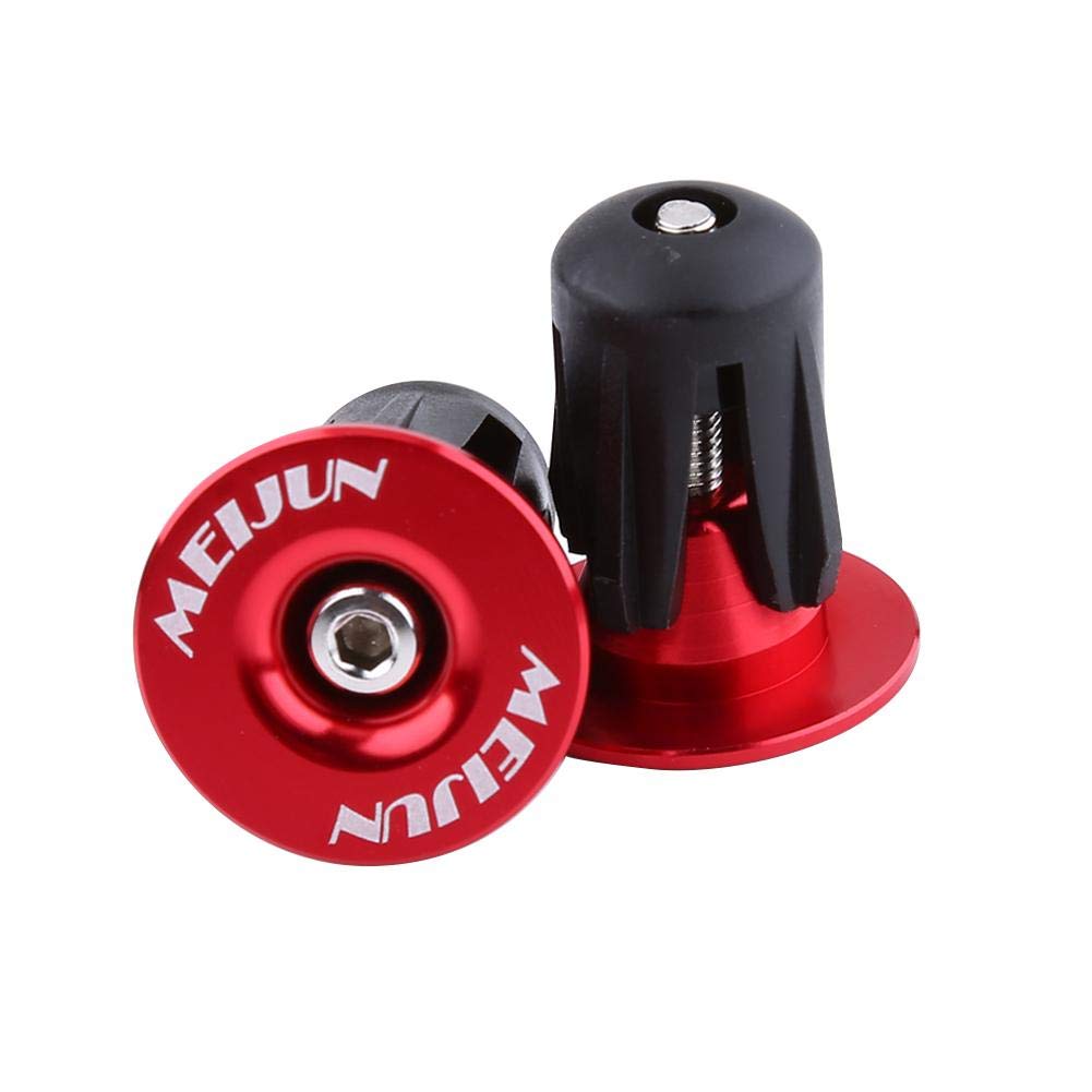 2 sztuk kierownica rowerowa zaślepka, kolorowe aluminiowe rowerowe kierownice rowerowe uchwyty kierownicy zaślepki czapki kierownica rowerowa zaślepka(czerwony)