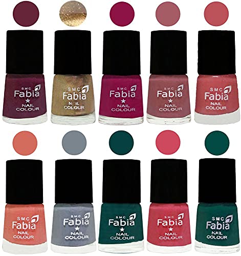 Image of ALL IN ONE (PACK OF 10), Long Lasting Glossy Nail Polish, 6 ml Each, All Vibrant Colours,01904