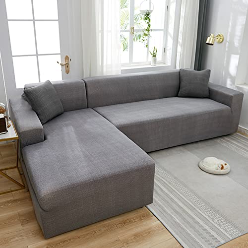 Housse de canapé antidérapante et lavable en polyester gris