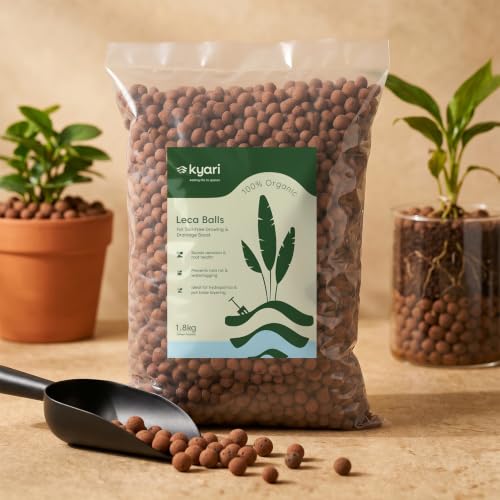 Image of Kyari LECA Balls for Plants 1.8 Kg / 6 Liter - Clay Balls for Indoor Plants, Hydroponics & Soilless Gardening - 8-15 mm Lightweight Clay Pebbles for Aeration & Drainage - 100% Natural