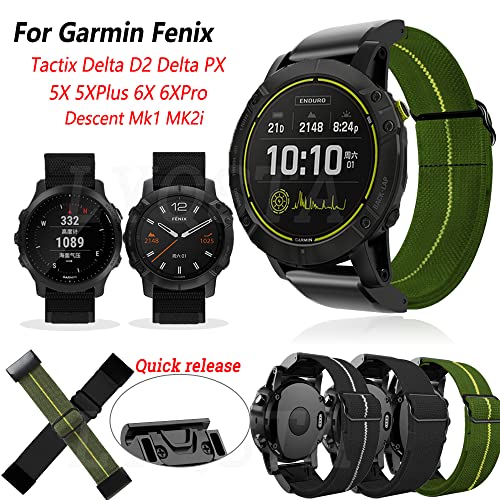Correa elástica de nailon de 26 mm compatible con Garmin Fenix 6X Pro 3