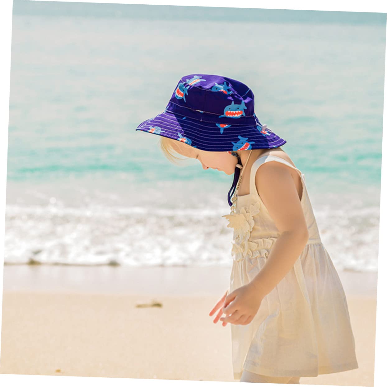 YSJNHX Sombrero de protección solar para dibujos animados con estampado de animales, gorra de pescador con correa para la barbilla, cómodos y transpirables, sombreros de verano para niños y protección
