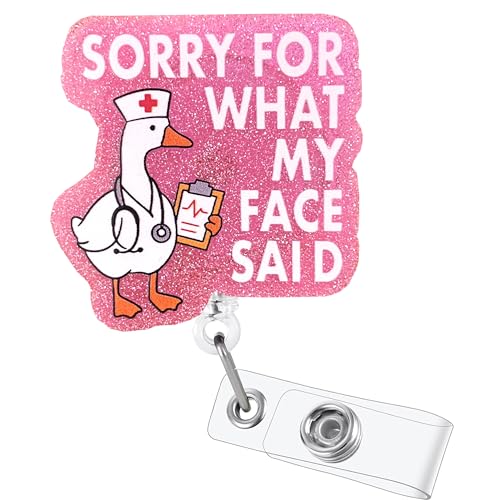 Sorry for What My Face Said Badge Reel with Alligator Clip C