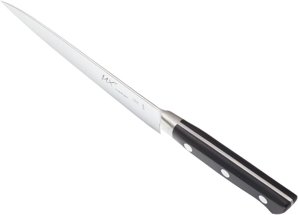 Mercer Culinary MX3 Premium San Mai VG-10 Steel Core Blade Petty Knife, 150mm 6 Inch,Black