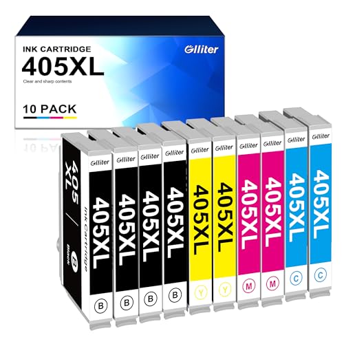 Glliter Druckerpatronen 405 405XL Multipack für Epson 405 XL Patronen für Epson Workforce Pro WF-4820 WF-3820 WF-4830 WF-3825 WF-4825 WF-7840 WF-7830 WF-7835 Drucker (4BK 2C 2M 2Y)