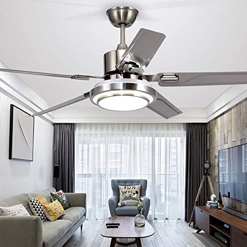 52 inches Ceiling Fan and Light,Low Profile Ceiling Fan,Brushed Nickel Fan Modern Ceiling Fan Chandelier with Remote Control, 5 Blades Fandelier Ceiling Fan,Indoor Fan 52in Noise Free Fan Fandelier