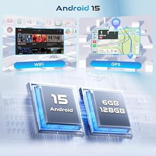 Hodozzy 8 Core 6GB+128GB Android Car Stereo Double Din with Wireless Carplay Android Auto, 7 Inch Touchscreen Car Radio with GPS Navi WIFI DSP Bluetooth Mirror link Radio FM/RDS Type-C/USB+ Camera