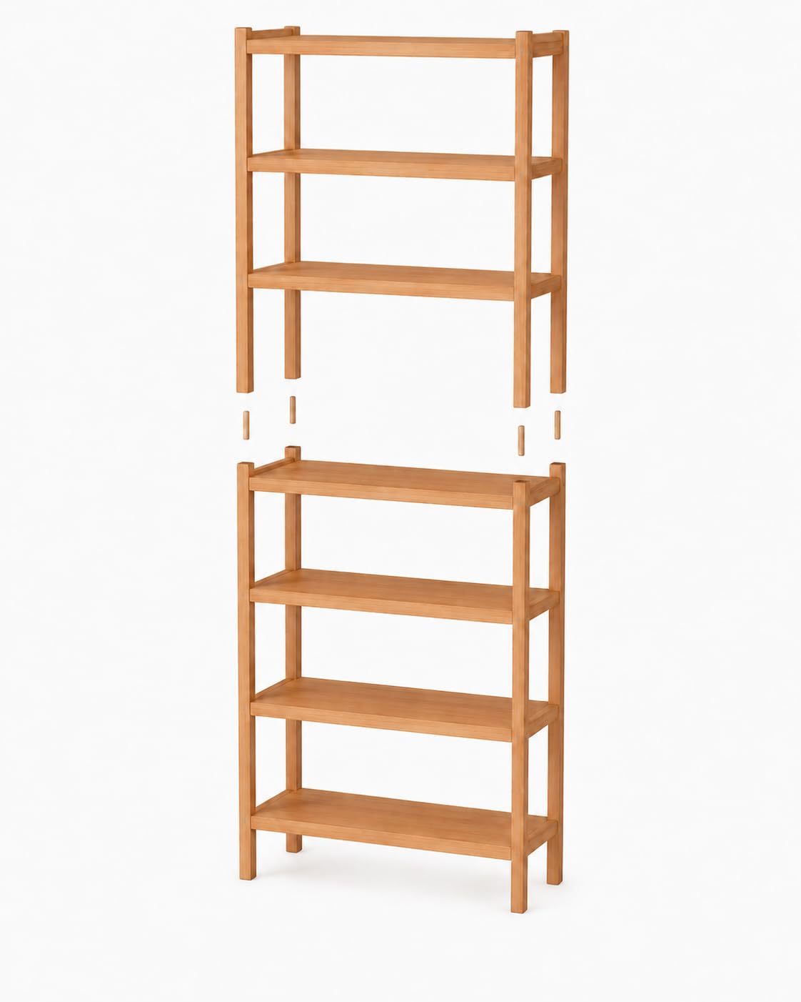 Scaffale in legno di faggio a 7 ripiani, 253 x 80 x 43 cm, scaffale in legno a due pezzi, fino a 50 kg per ripiano, per dispensa, cantina, garage, ripostiglio