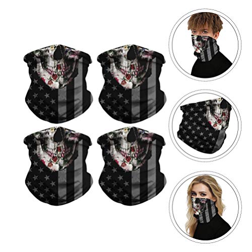 FRCOLOR 4 Pcs Bandeira Rosto Bandana Bandana Pescoço Crânio Bandana Bandana Cabeça Envoltório Rosto