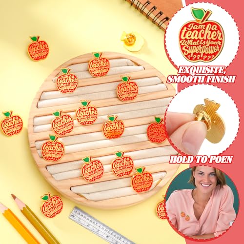 Image of Hoteam Teacher Appreciation Gifts Bulk Apple Lapel Pins Thank You Enamel Brooch Pins Accessories for Teachers Employee