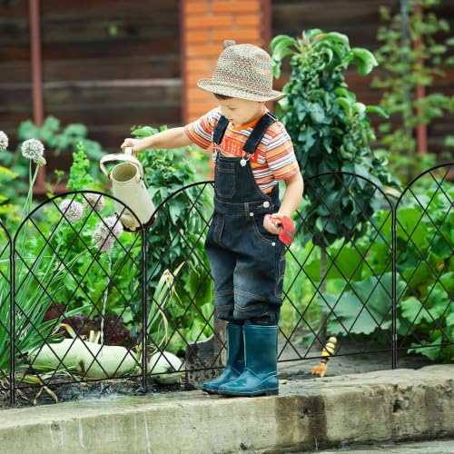 Thealyn Dekorativer Gartenzaun aus Metall (25 Stk., 61x33 cm, L: 8,2 m), grabungsfreier Steckzaun, wetterfest, für den Außenbereich, Beeteinfassung, Rasenkante & Wegbegrenzung (Die Raute)