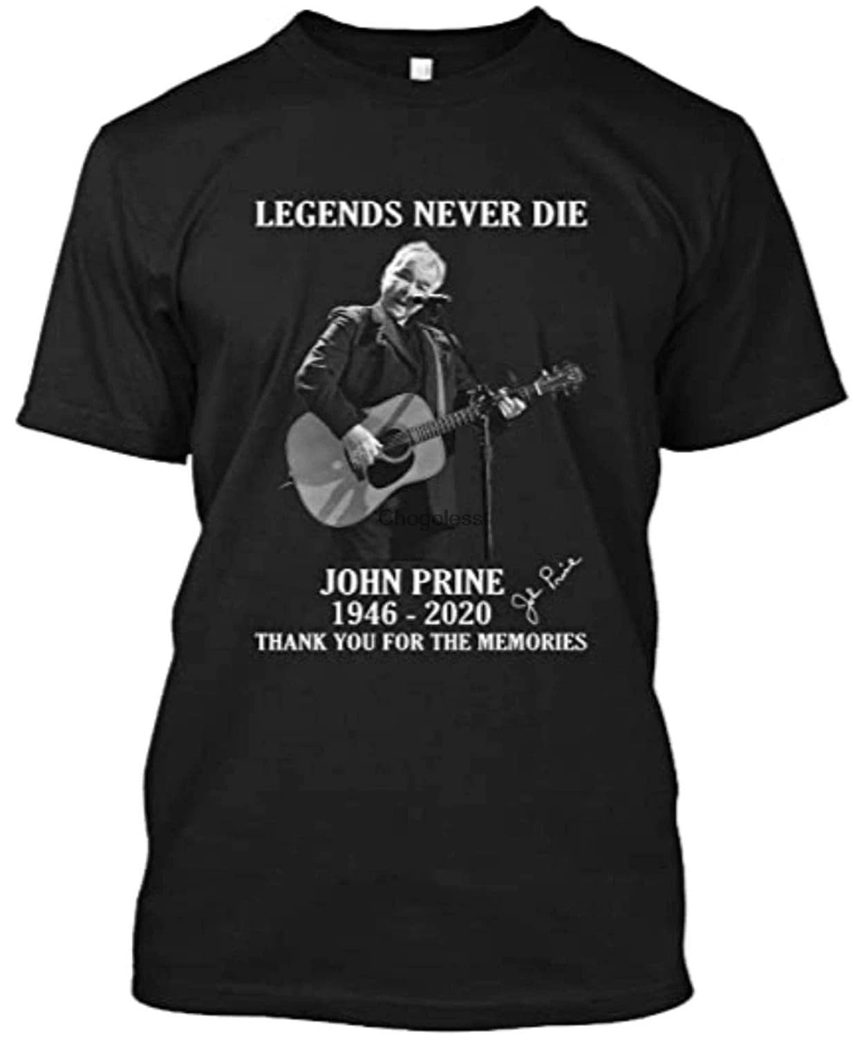 Long Ta Men's Black John-Legends-Never-Die-1946-2020-Prine-Signature-Mug-Vintage-T-Shirt-Gift-Tee-For L
