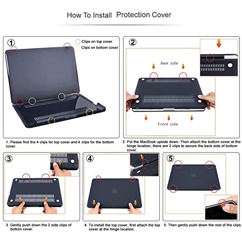 Funda MacBook Pro 13 Retina A1502 carcasa rígida negra mármol con protector teclado 7