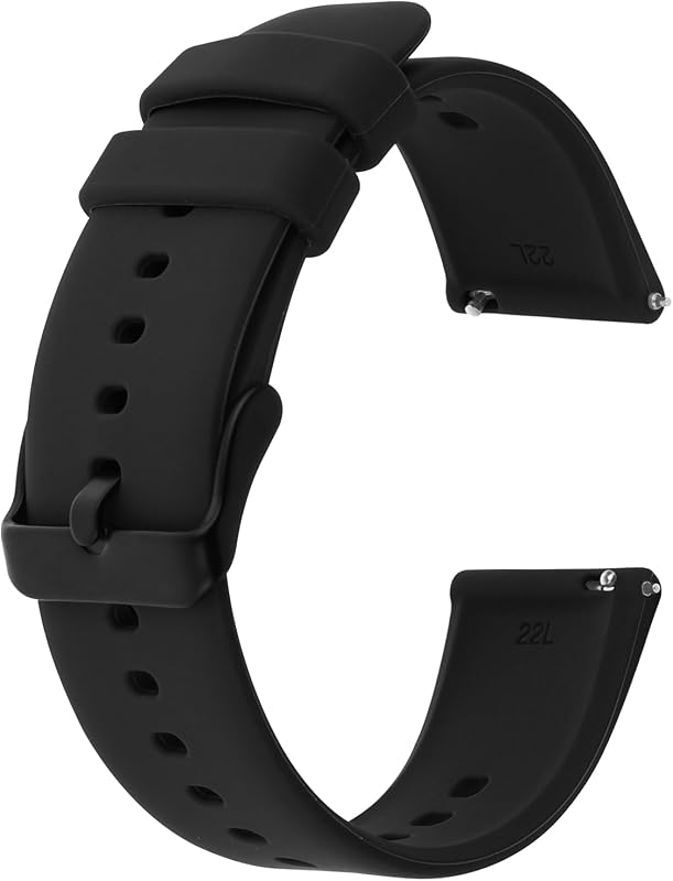 Silicone Watch Bands, Quick Release Waterproof Rubber Replacement Straps with Silver Plated Stainless Steel Buckle Compatible with Smart Watch Sport Watch for Men