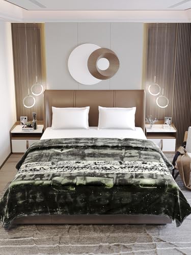 Image of Monte Carlo Double Bed Heavy Winter Blanket Moon Valley 2 Ply Box Pack 871 GSM | 4.5 KG, (240x220 CM) Olive
