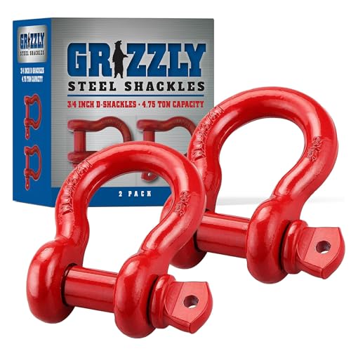 2 Pack- D Ring Shackles 3/4 INCH – Red – Heavy Duty Forged Steel with 4.75 Ton Capacity – Ideal for Jeeps, ATV’s, Trucks to use with Recovery,Towing, Snatch Straps,Snatch Block,Tree Savers