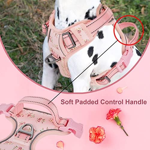 Petiry Reflective No Pull Dog Harness Small Puppy Harness with Front Back D Ring And Soft Padded Easy Control Handle for Small Dog Pink S