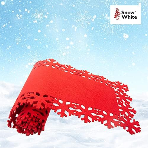 VFM - Table Runner Red Christmas Snowflake , Felt Christmas Table Cloth, Xmas Decorations, Reusable, Festive, Great for Parties and Occasions, Celebrations