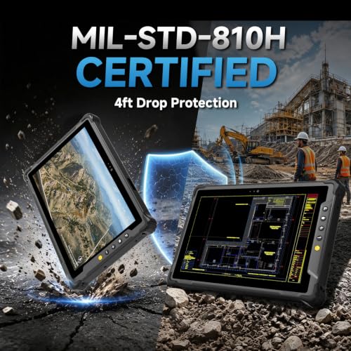 Image of Rugged Tablet with Barcode Scanner M10N, 10.1 inch Windows 11 Pro Enterprise Tablet w /HW N4680 Scan Engine, Intel N150 8GB 128GB, IP65 Heavy Duty PC for Industrial Outdoor Work