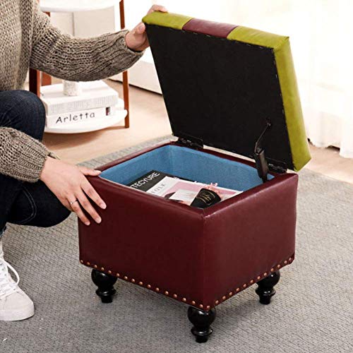 Tabouret pouf avec charnière de sécurité et coffre à jouets - 7