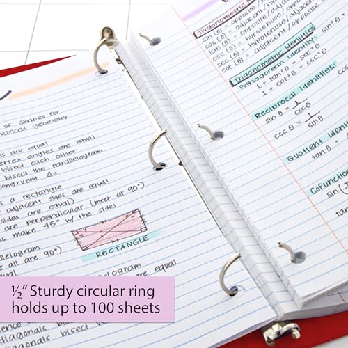 Image of BAZIC 1 /2 inch Burgundy 3-Ring View Binder w / 2-Pockets | round rings, 1 /2 in Burgundy view 3-ring binder, 2 inside pockets, holds up to 100 sheets, Durable poly cover, 2 Pockets