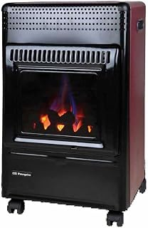 Orbegozo HBF 95 Estufa de gas butano, llama azul, triple sistema de seguridad, apta para gas butano y propano, 3500 W, clase de eficiencia energética A, analizador atmosférico, color negro/Burdeos