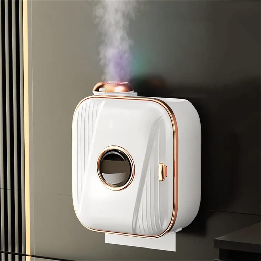 Aromatherapy Tissue Boxroll Paper Storage Rack, Bathroom Non Perforated Wall Hanging Toilet Roll Holder